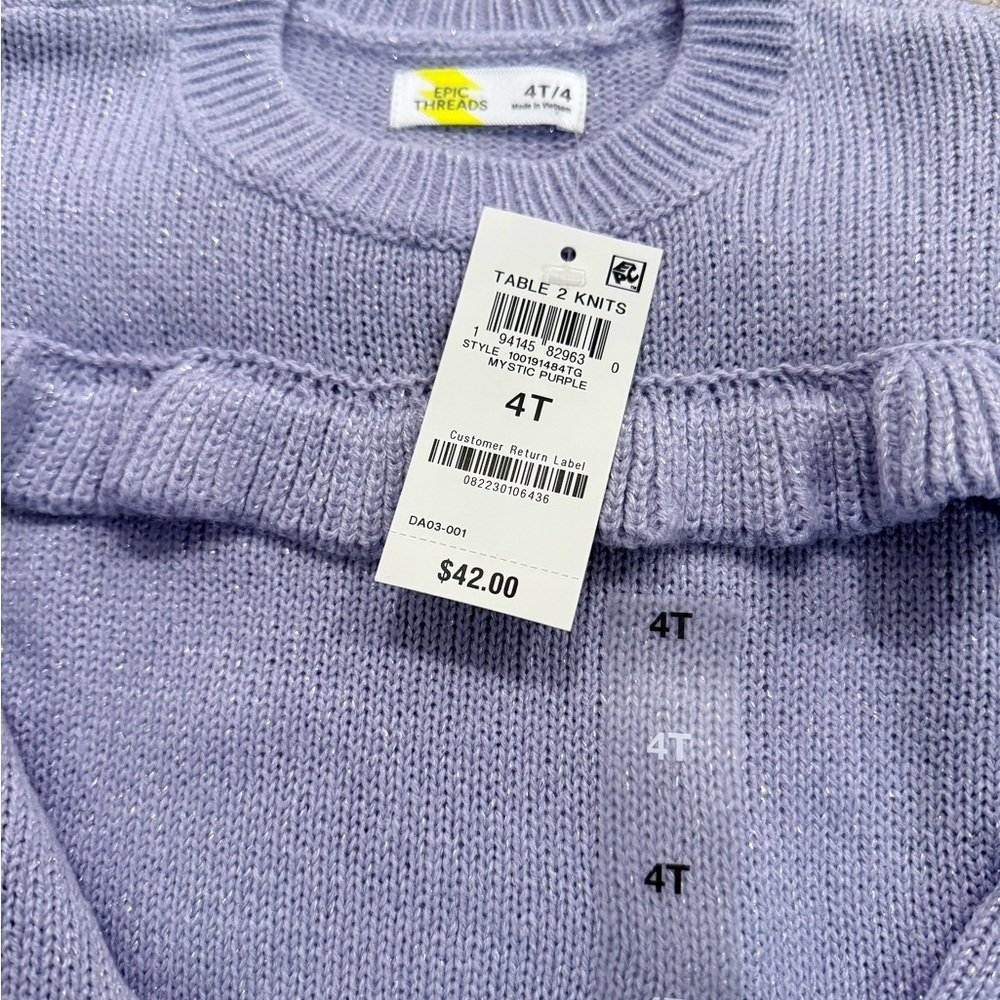 Epic Threads Lilac Ruffle Crew Neck Sweater - Picture 3 of 5